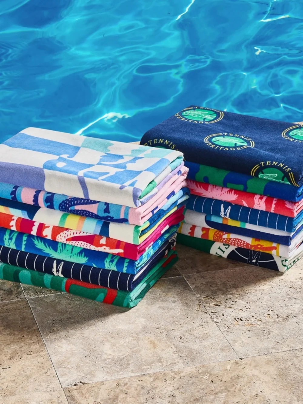 Lacoste Crocodile Print Cotton Beach Towel, 36